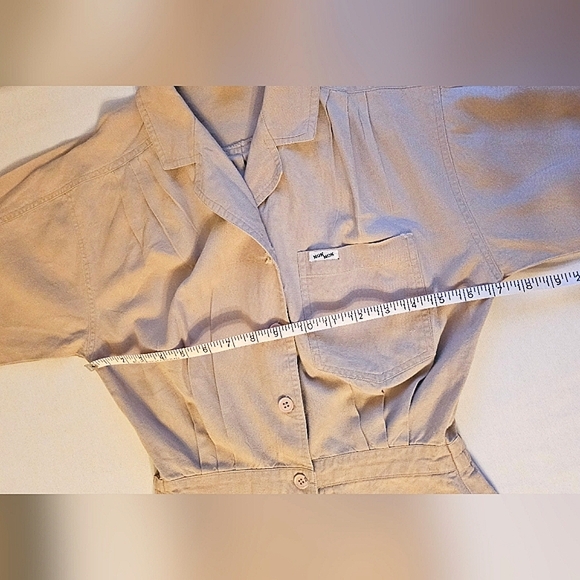 Collared Jumpsuit with Button-Up Front and Elasticized Waist - Vintage Nok Nok  - Picture 5 of 14